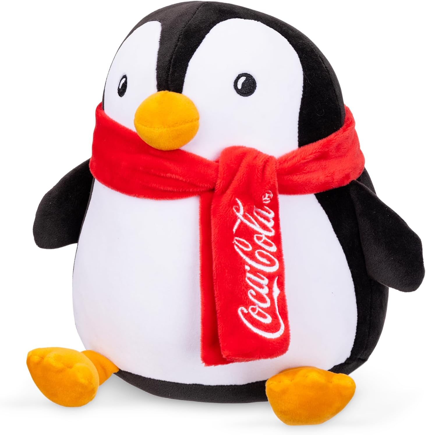 Coca-Cola 9" Penguin with Scarf Snowball Plushies, Soft, Squishy Stuffed Animal, Great Gift for Boy, Girl, Kids & Toddlers for Christmas & Birthdays, Cuddle Pillow, Dorm Bed Décor