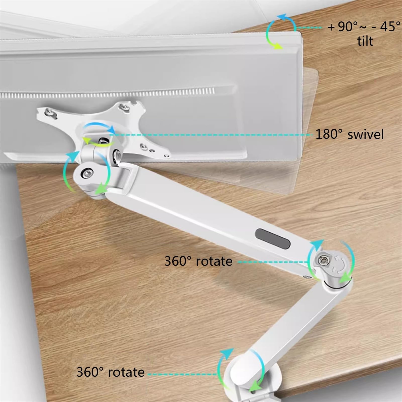 Support Moniteur Support de Moniteur Simple, Support de Bureau for Bras de Moniteur Simple, Bras de Moniteur à Ressort à gaz entièrement réglable adapté aux moniteurs Plats/incurvés de 17 à 30 Pouces