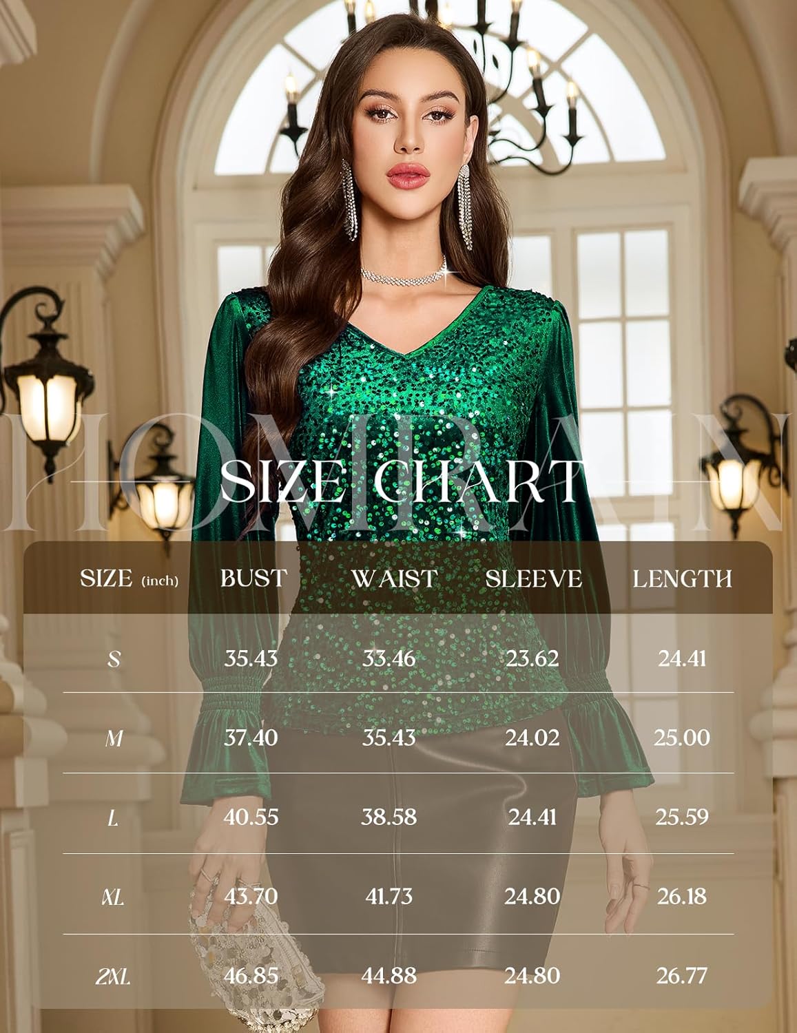 HomRain Womens Long Sleeve Sparkle Velvet Top Casual Shirts V Neck Glitter Night Out Tops for Elegant Evening - Image 4