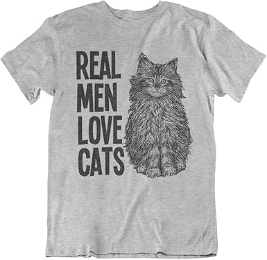 Buzz Shirts Real Men Love Cats Mens Organic Cotton Funny Pet Slogan T Shirt Amazon Co Uk Clothing