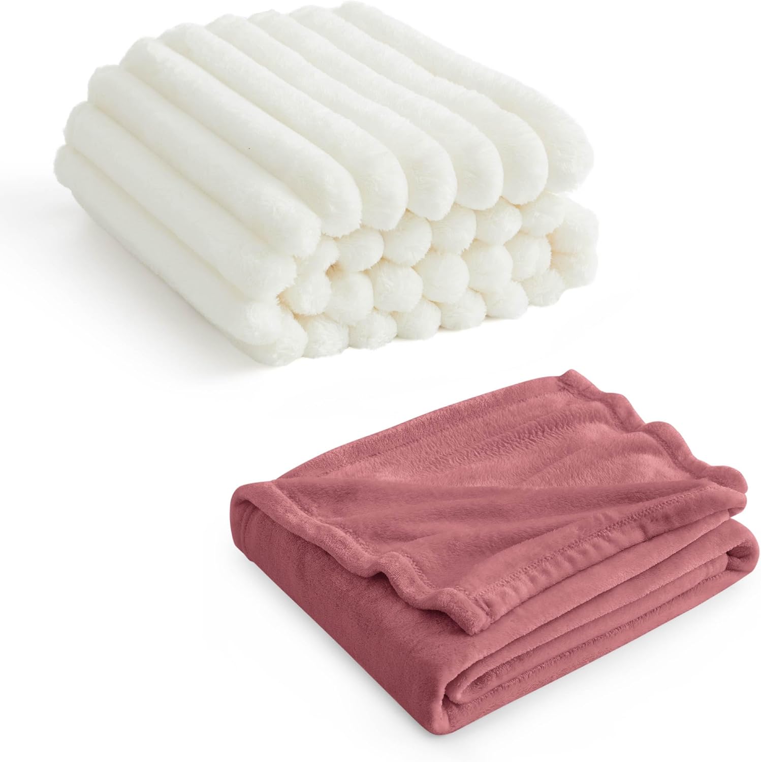 Bedsure Fleece King Size Blankets for Bed Rose Pink&King