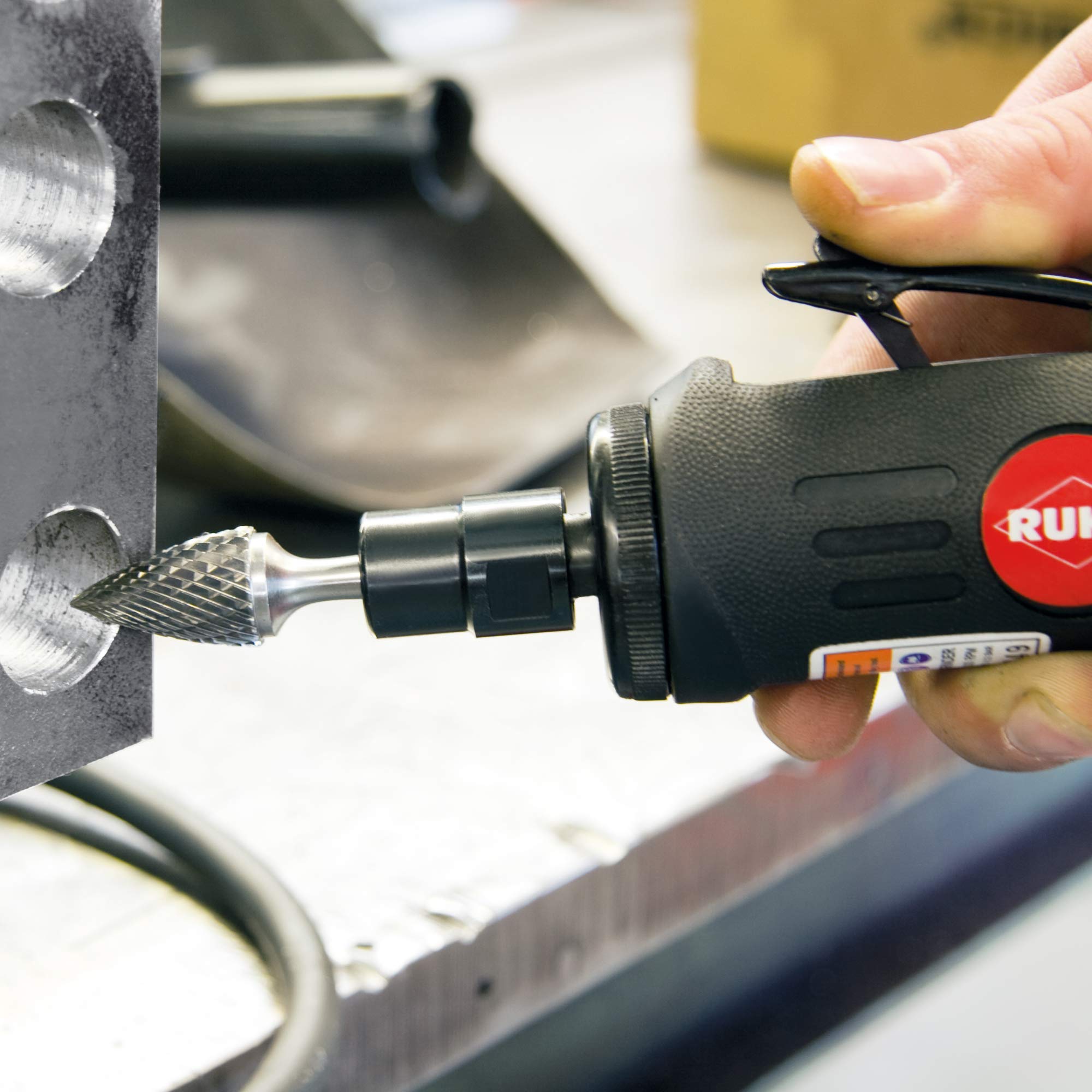 RUKO Hardmetalen freesstiftenset HM in mini-box, cilinderschacht, met kruisvertanding, rechtssnijdend, 10-delig