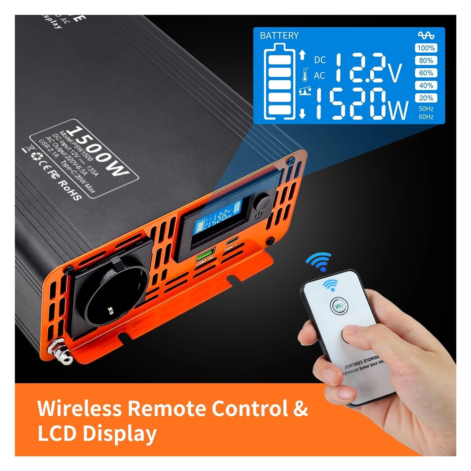 Invertitore Tensione Per PSW Serie Invertitore A Onda Sinusoidale Pura 4000W DC 12V ~ 60V A AC 220V Invertitore Di Potenza Potenza Continua 2000W Invertitore Solare Convertitore Potenza(DC48V 2000W)