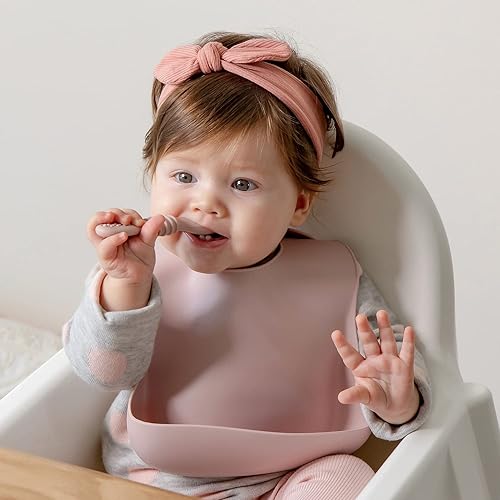 Miniatura 9 de SAMiGO Utensilios de silicona para bebé, cucharas de autoalimentación y taza de entrenamiento pequeña, suministros de destete LED para bebés de