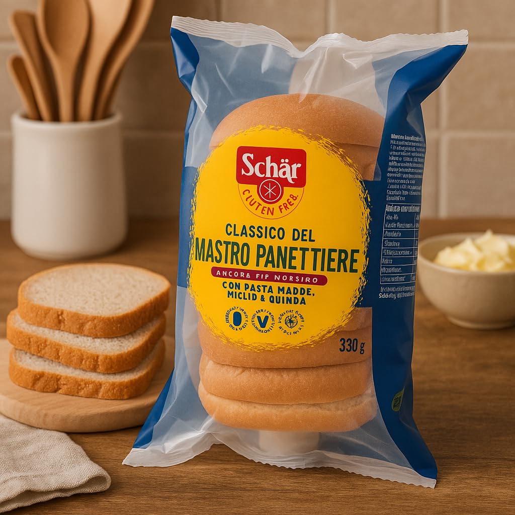 Pane Classico Senza Glutine Tipo Mastro Panettiere – 4 Confezioni da 330g – Con Pasta Madre, Miglio e Quinoa – Morbido, Ricco di Fibre, Senza Lattosio, Senza Conservanti – Prodotto da Forno