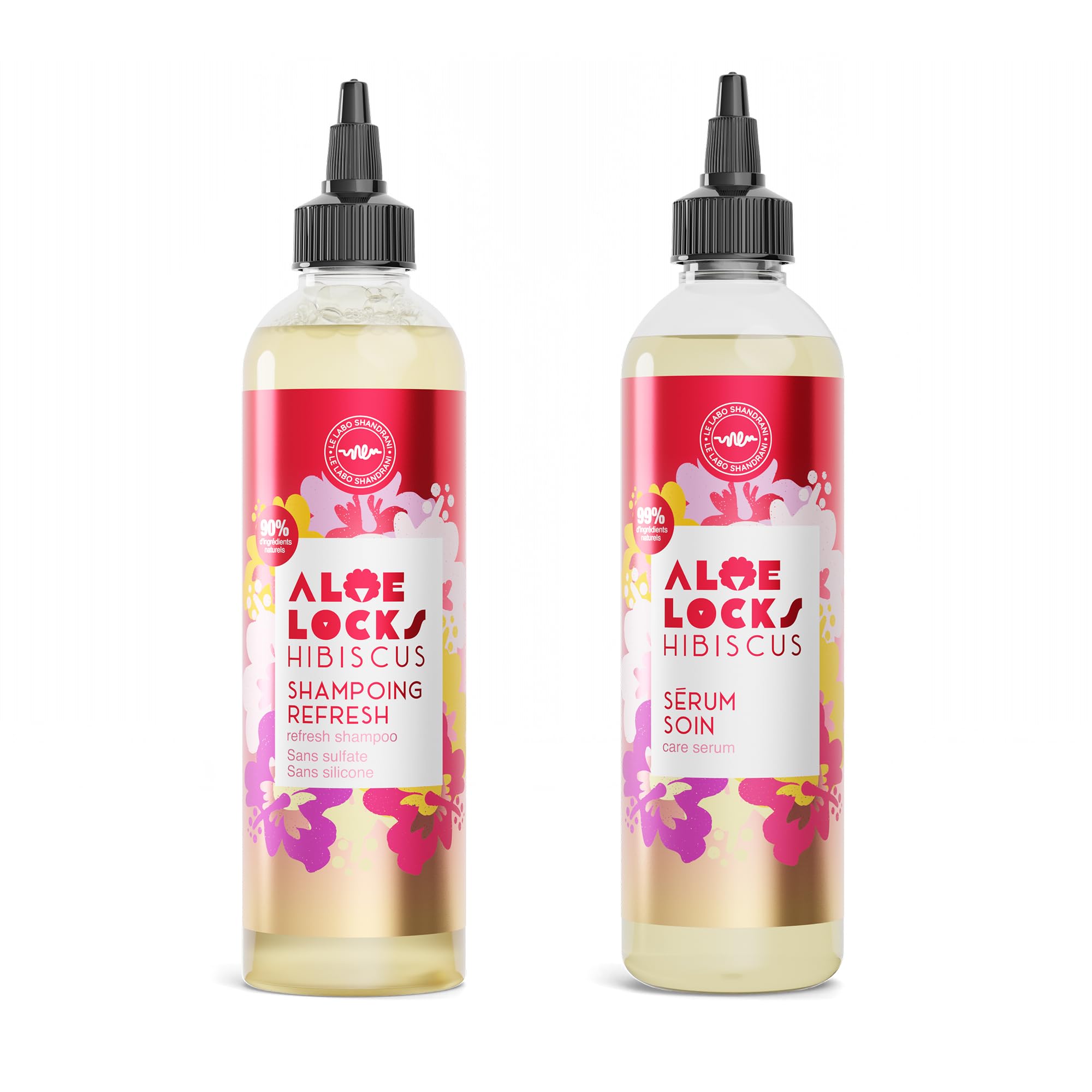 ALOÉ LOCKS | Champú Refresh con Hibisco 250 ml + Sérum de Tratamiento con Hibisco 250 ml | Locks, Trenzas y Peinados Protectores | Limpieza, Hidratación Duradera, Reparación y Crecimiento
