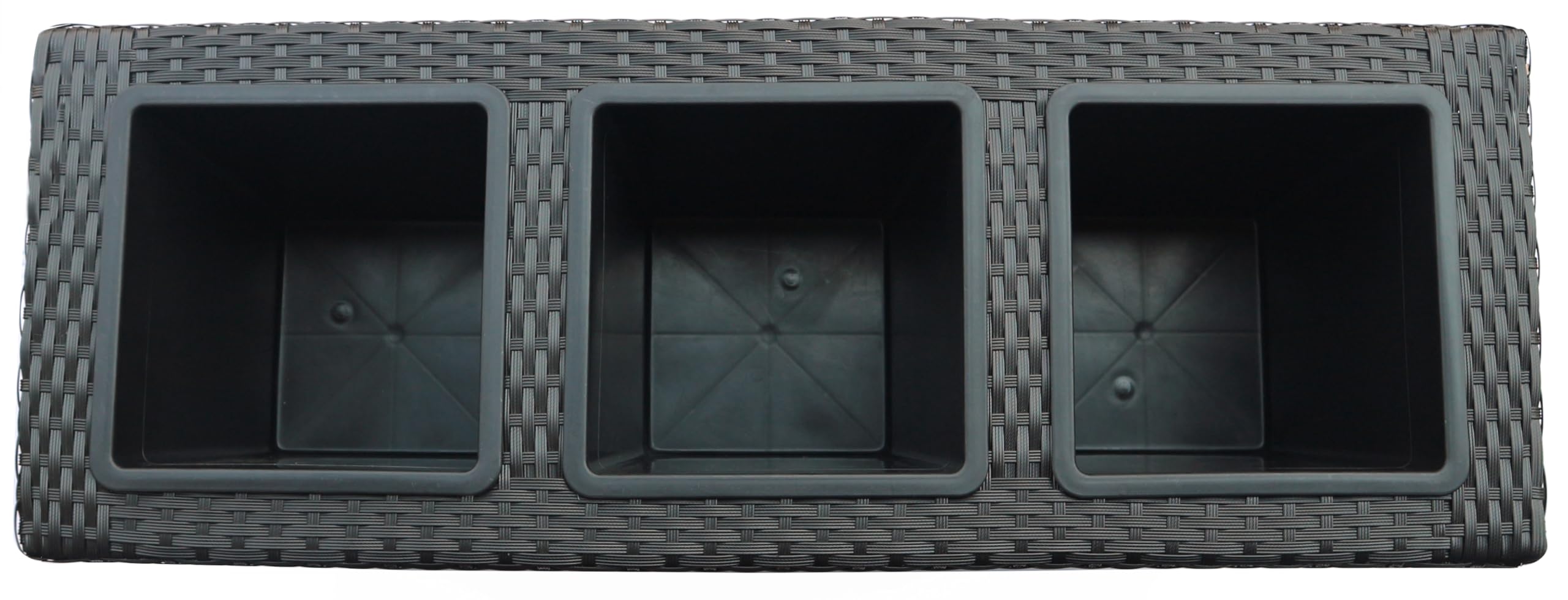 METRO Professional Jardinera/Separador de ambientes con 3 macetas, ratán sintético, Negro