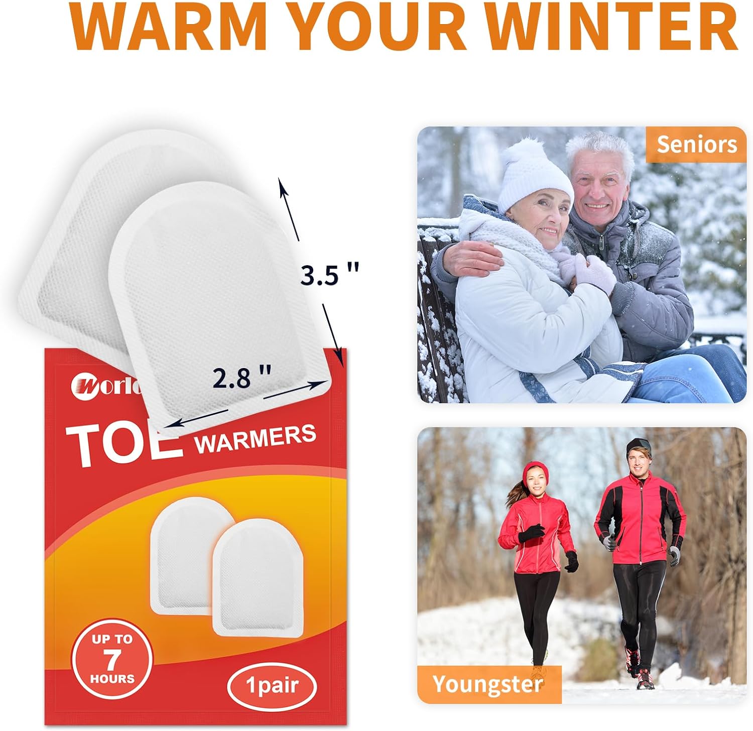 MR.ICE Toe & Insole Feet Warmers - Disposable, Air Activated, Long Lasting Hot Warmers