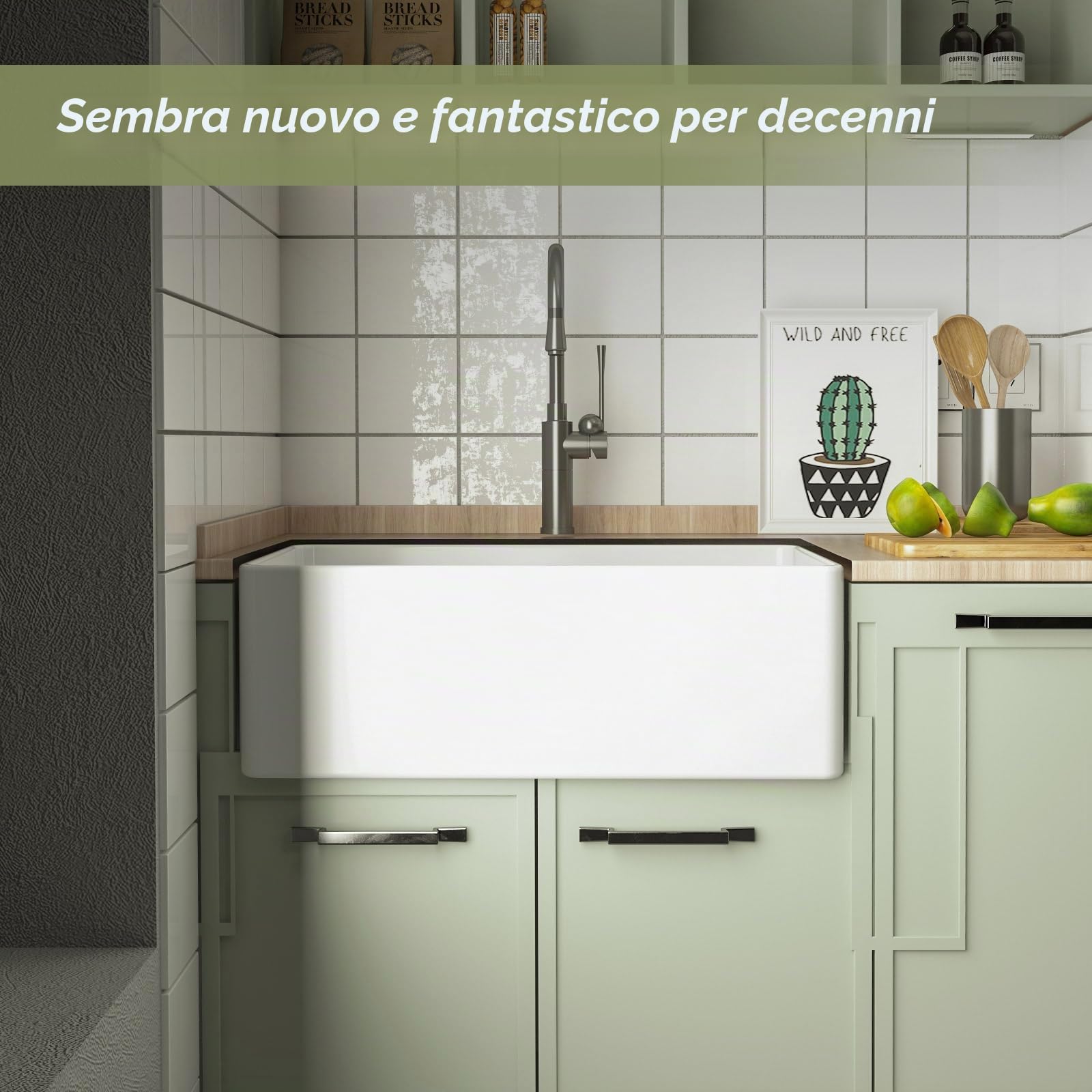 HOROW HRSW - Lavello da cucina a vasca singola da 76,2 cm, con griglia inferiore e colino, grande lavabo in ceramica con grembiule, 45,7 x 76,2 x 25,4 cm, bianco
