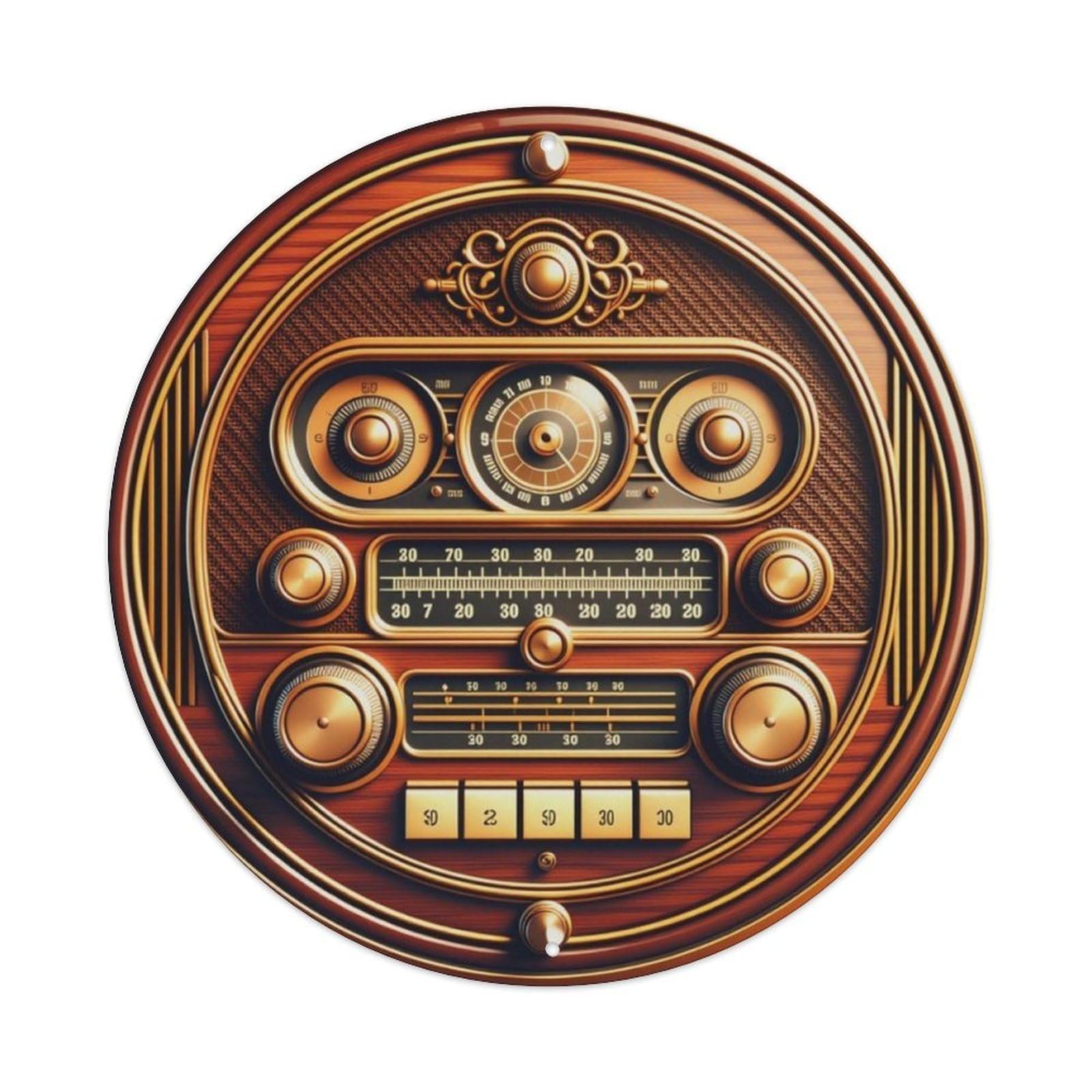 Ldfuieksufg Style Vintage Wooden Radio Sign Vintage Aluminium Metal Sign, Retro Wall Decor For Home, Bar, Garage & Farmhouse 20X20cm
