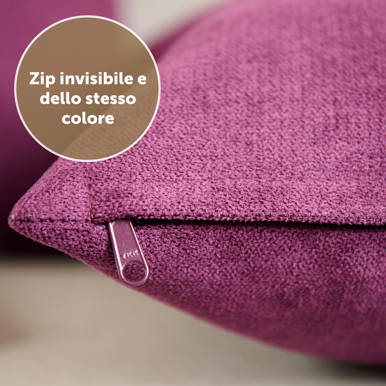 Blumtal Federe Cuscini Divano in Ciniglia, Copricuscini Divano, Federe Cuscino Divano, 2 Pezzi, 40 x 60cm, Melanzana