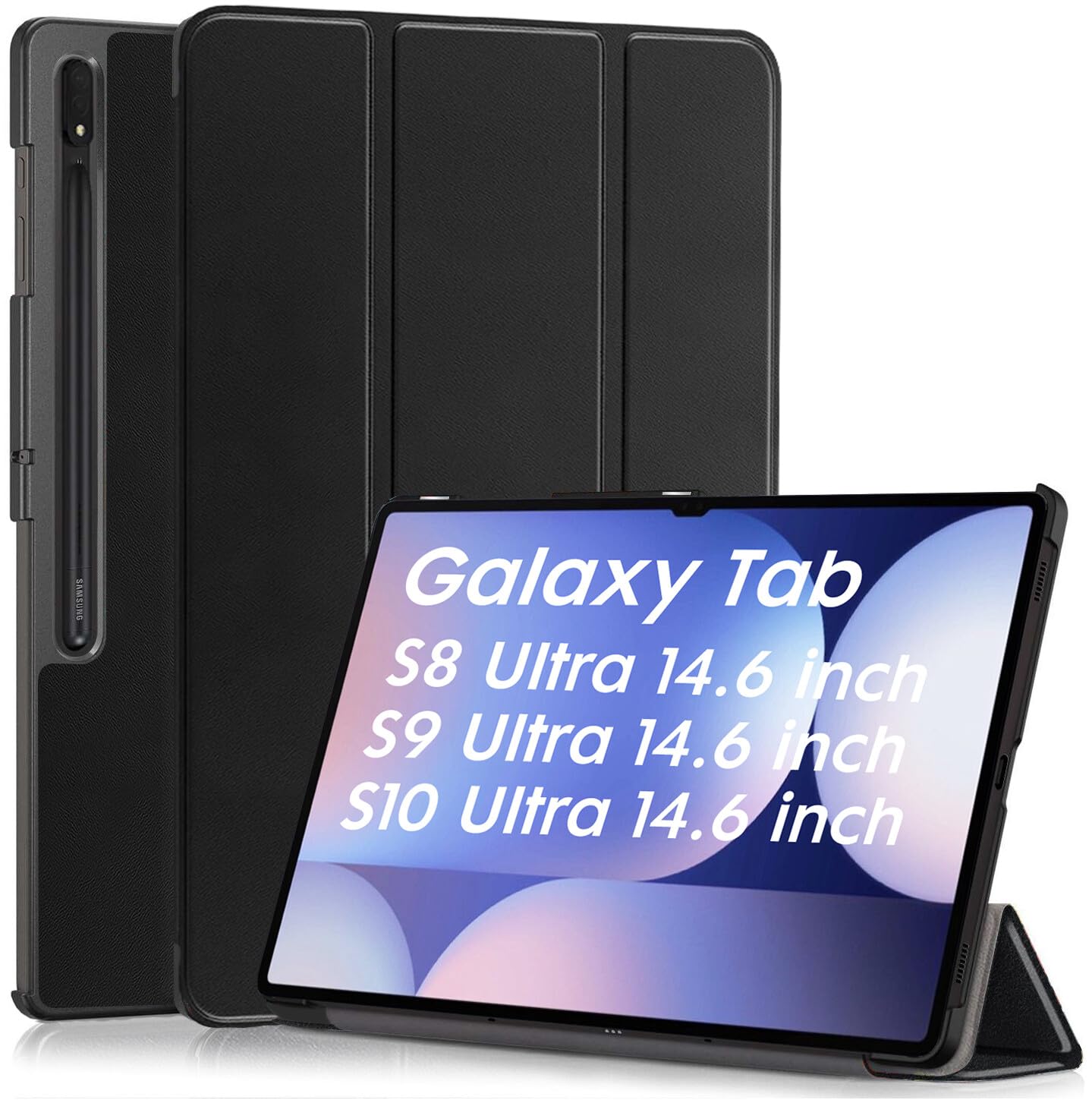Robustrion Cover for Samsung Tab S10 Ultra/Tab S9 Ultra/Tab S8 Ultra Case Cover for Samsung Galaxy Tab S10 / S9 / S8 Ultra Tablet Cover 14.6 inch [Supports Auto Sleep Wake] – Black