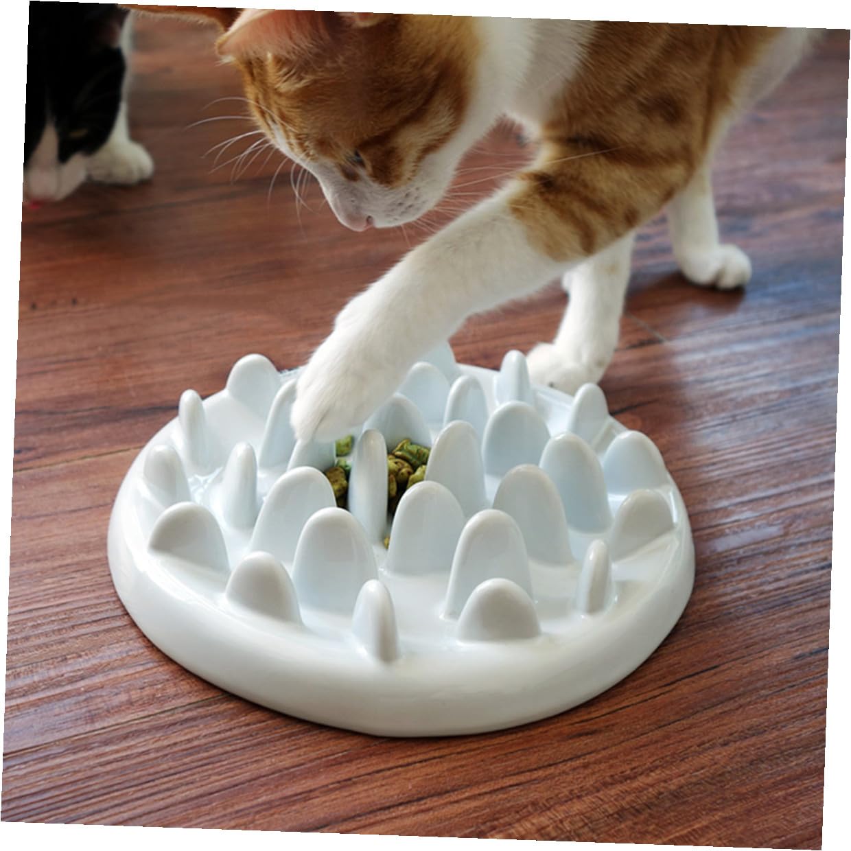 Gamelle pour Chat en Céramique, Mangeoire Lente Puzzle Anti-Chocs | Blanc, Forme Labyrinthe, sans Odeur, pour Chat et Chien, Alimentation Ludique, Usage Quotidien