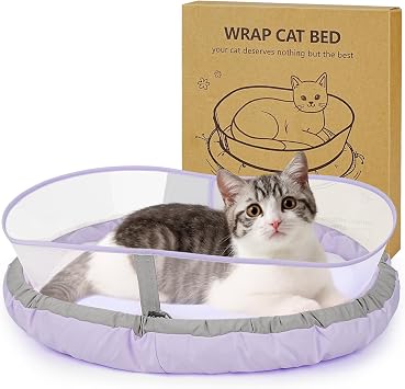 Cat Bed for Indoor Kitten Bed Washable, Anti Anxiety Round Donut Pet Beds for Small Dogs Cats, Super Soft Plush Fur Pet Bed Purple,21 Inches