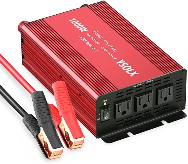 Power Inverter 12v to 110v, Dc to Ac Converter with 3 AC Outlets, 1000 watt Inverter for Car/RV/Home