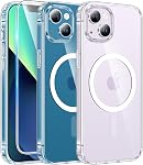 FNTCASE for iPhone 13 Case Clear: iPhone 14 Case Magnetic Phone Cases with Screen Protector Compatible with Magsafe Slim Military Grade Drop Protection Rugged Transparent Cover (A-Clear Magnetic)