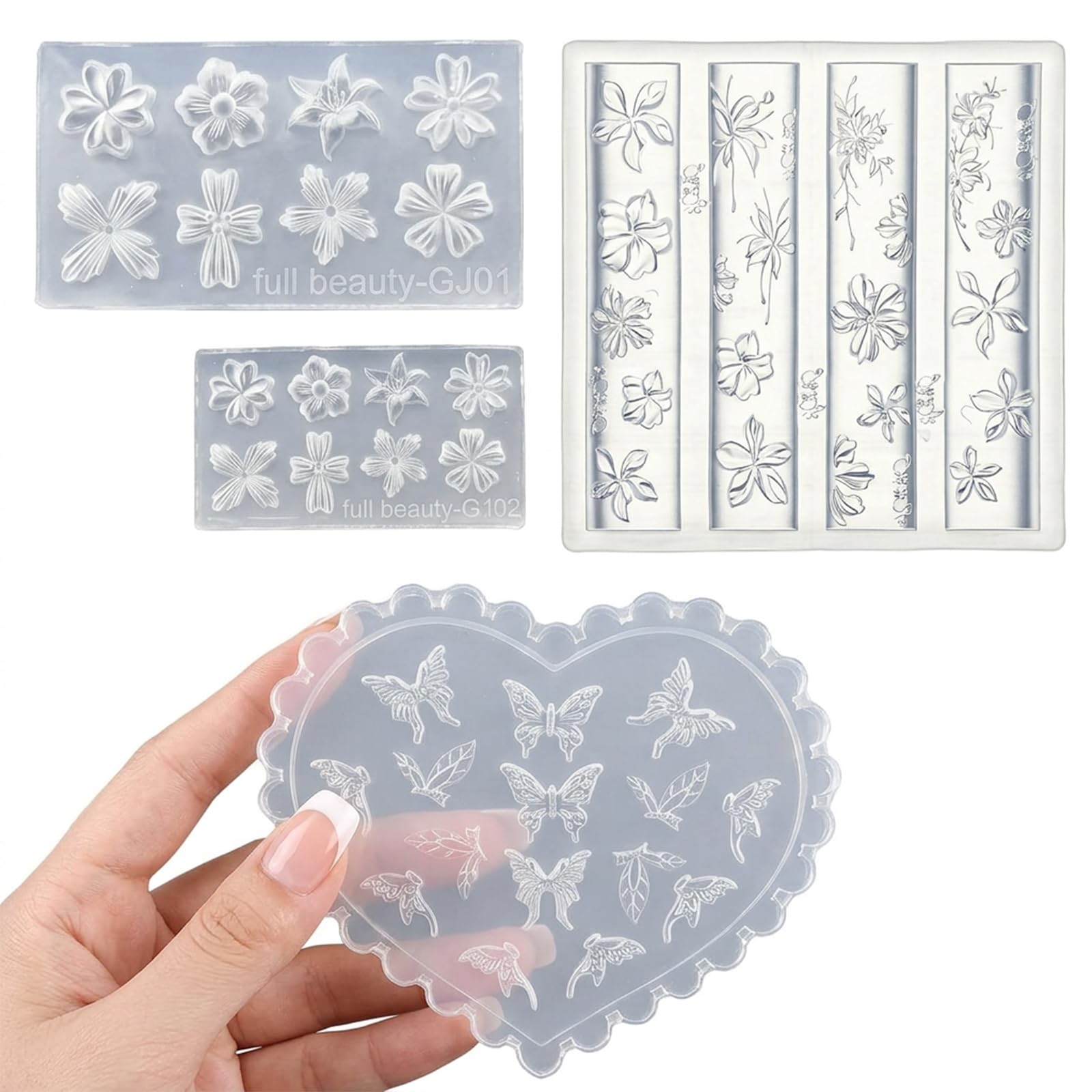 Nail Charms, 3D Flower Mold for Nails, Nail Art Accessories, Silicone Nail Molds, 4PCS Embossed Butterfly Design for DIY Nail Art and Professional Salon Use-image-47