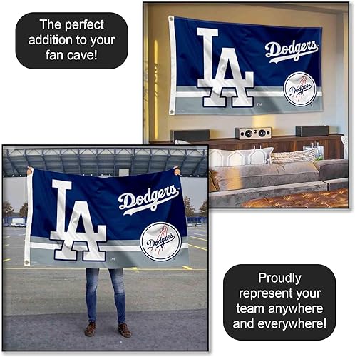Miniatura 5 de Bandera de Los Angeles Dodgers Logo Insignia de 3 x 5 pies con ojales