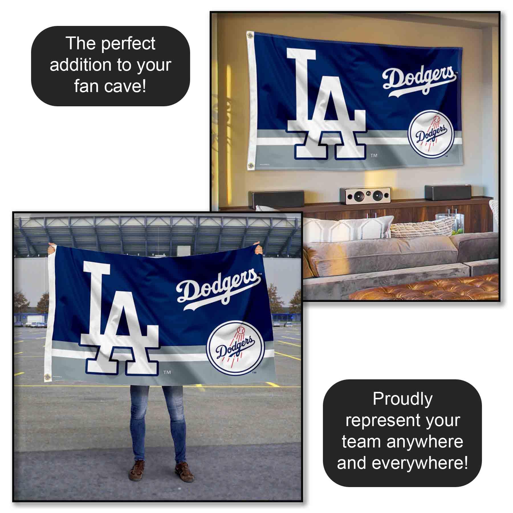 Los Angeles Dodgers 3x5 Foot Flag - Officially Licensed, Polyester, Grommets, Reverse Print For Both Sides - View #9