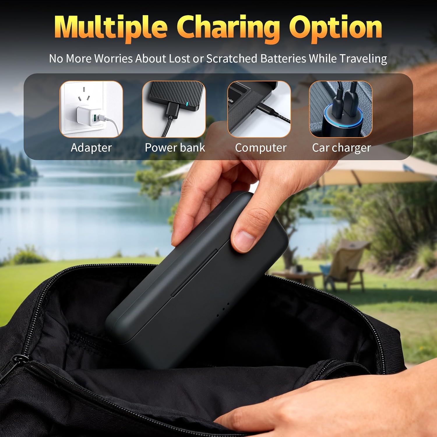 Upgraded 2800mAh Osmo Action 6/5 Pro/4/3 Battery Charger Kit 2-Pack Battery and 3-Channel Fast Charger Hub, Compatible for DJI OSMO Action 6, Action 5 Pro, Action 4, Action 3, OSMO 360 Cameras