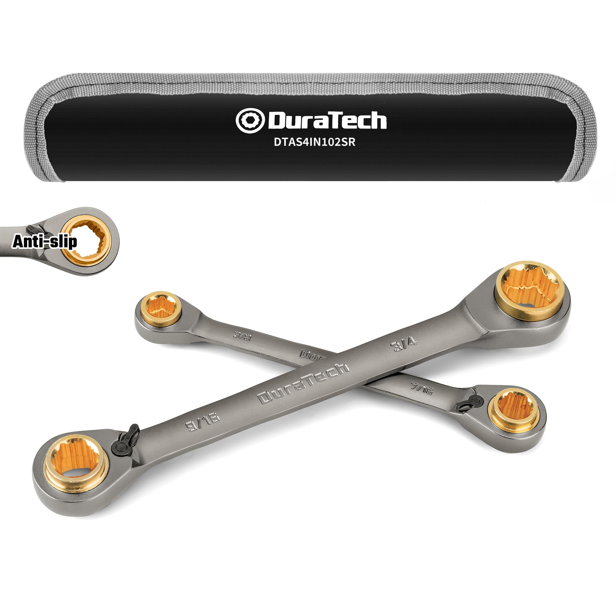 DURATECH Anti-slip 4-in-1 Reversible Ratcheting Box Wrench