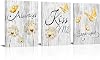 Visual Art Decor Yellow Picture for Bedroom Decor Rustic Yellow Butterfly Always Kiss Me Goodnight Sweat Words Picture Framed Artwork Bedroom Decoration