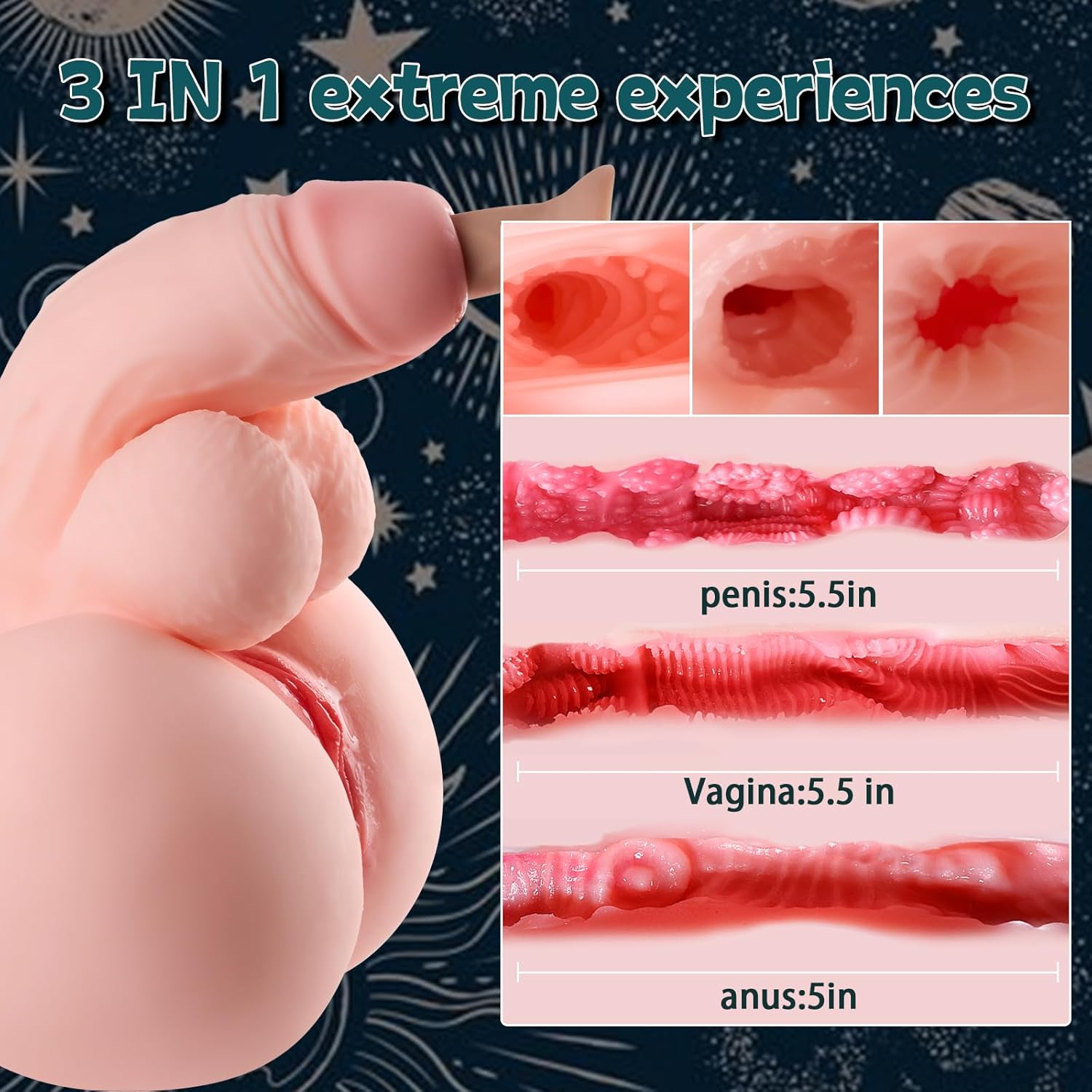 15lb Dildo Pussy Shemale Sex Doll Trans Sex Toy,3 in 1 Sex Doll with Penis Penetrable Big Dildo Torso Lifelike Male Masturbator