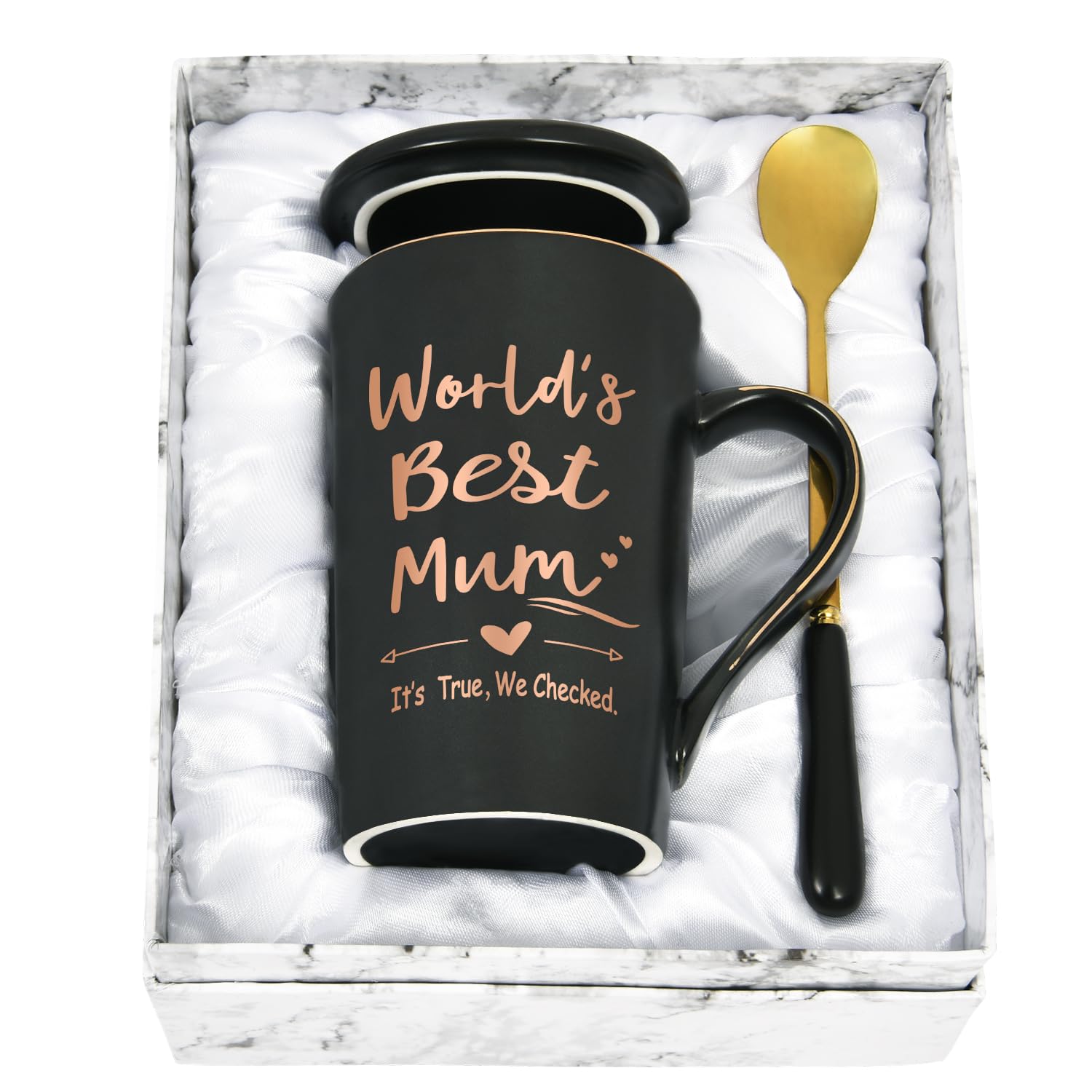 JoymakingBirthday Gifts for Mum World's Best Mum Coffee Mug Christmas Gifts Mothers Day Gifts from Daughter Son Lovely Birthday Mothersday Gifts,14Oz Black Marble Ceramic Coffee Cup