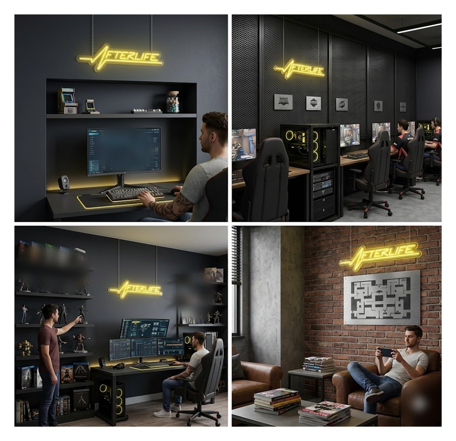 Hängende Kunst Leuchtreklamen "Afterlife" Neonschild, Wandkunst, Dekor, Licht Für Cyberpunk-Fans, Spielzimmer, Dekorative Lampen, 50x20cm(B)