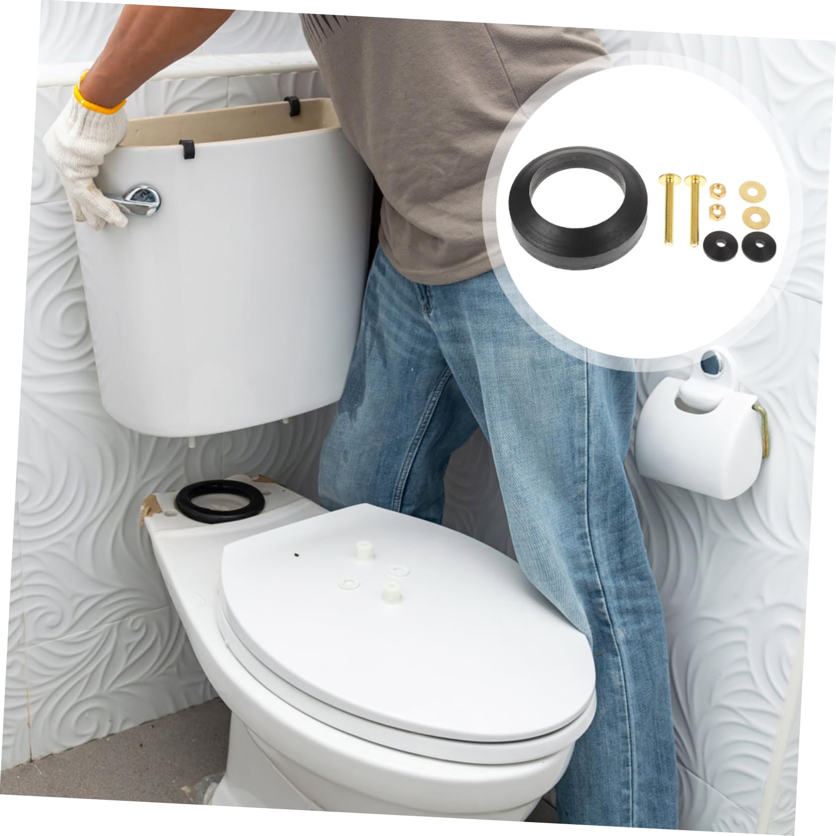 NUOBESTY 3 Sätze Toilettenspülkasten Dichtungsring Toilettenwasser Tank Zubehör Wc Dichtungsring für Auslaufsichere Verbindung Einfache Installation für Zuhause Büro und Hotel