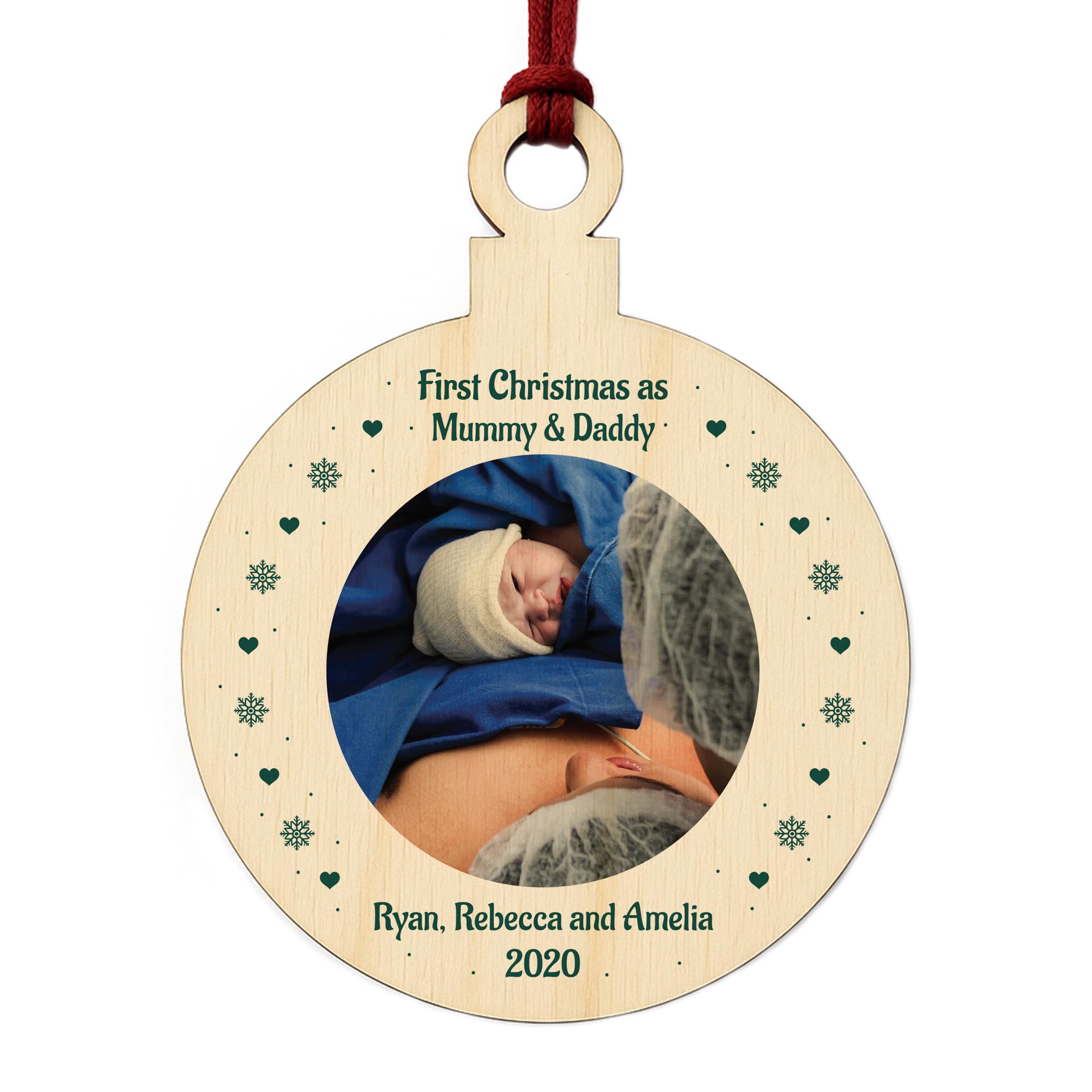 Personalised First 1st Christmas As Mummy Daddy Babys First Christmas Photo Bauble Plaque