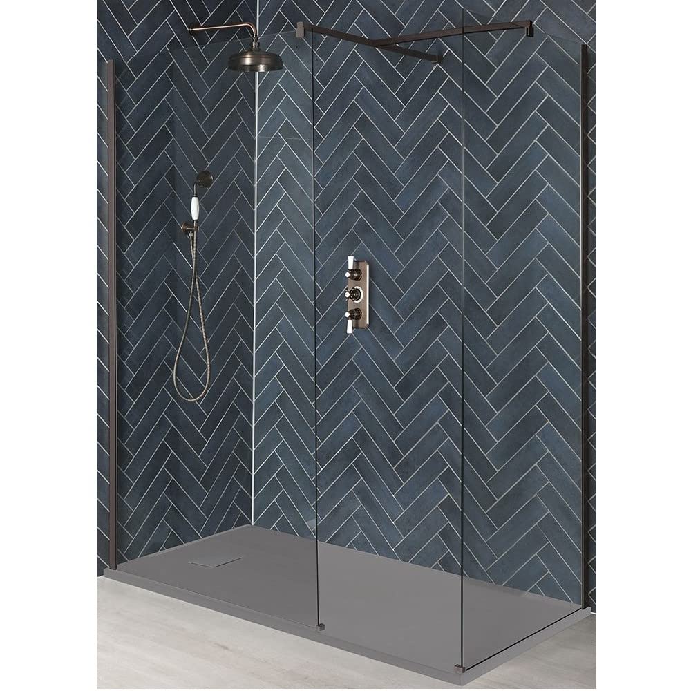 Milano Rosso Matte Bronze Corner Shower Enclosure Light Grey Tray - 1500mm x 900mm