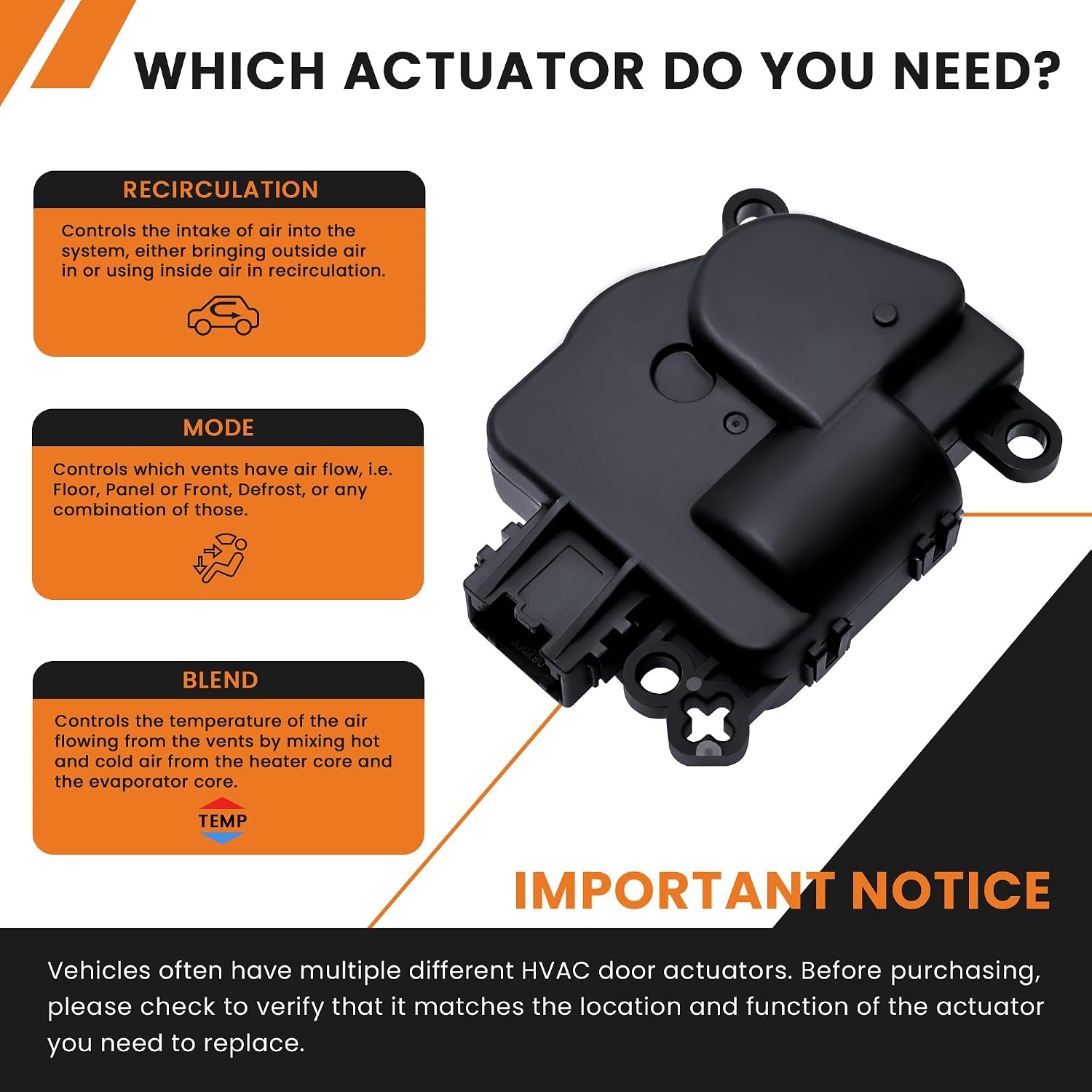 604-290 HVAC Blend Door Actuator Compatible with Ford F-150 F-250 F350 Expedition Lincoln Navigator Replaces# FL3Z19E616B YH1950 Main - Dual Zone & Manual Temperature Control