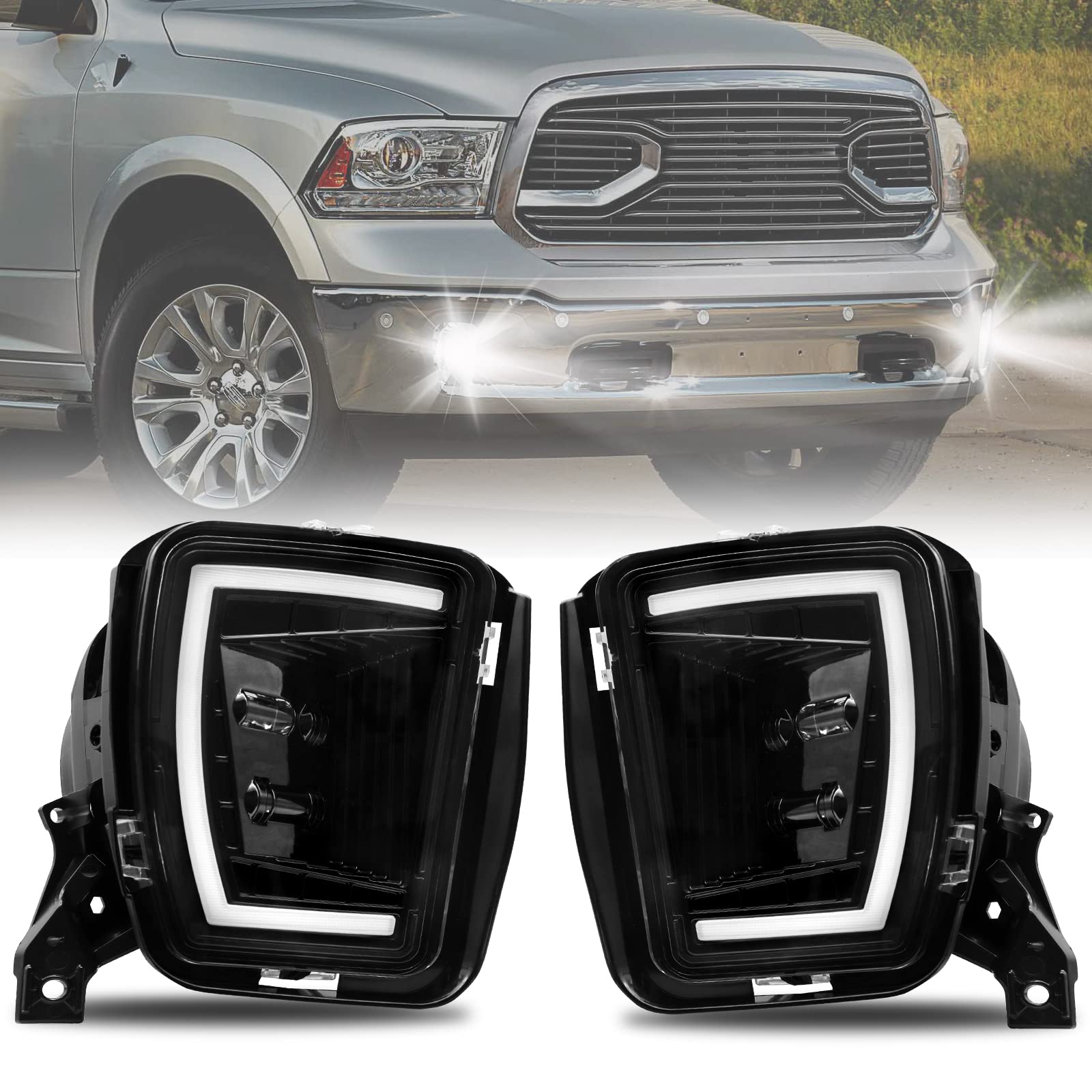 LED-Nebelscheinwerfer Frontstoßstange Nebelscheinwerfer für Dodge Ram 1500 2013 2014 2015 2016 2017 2018 (1 Paar)