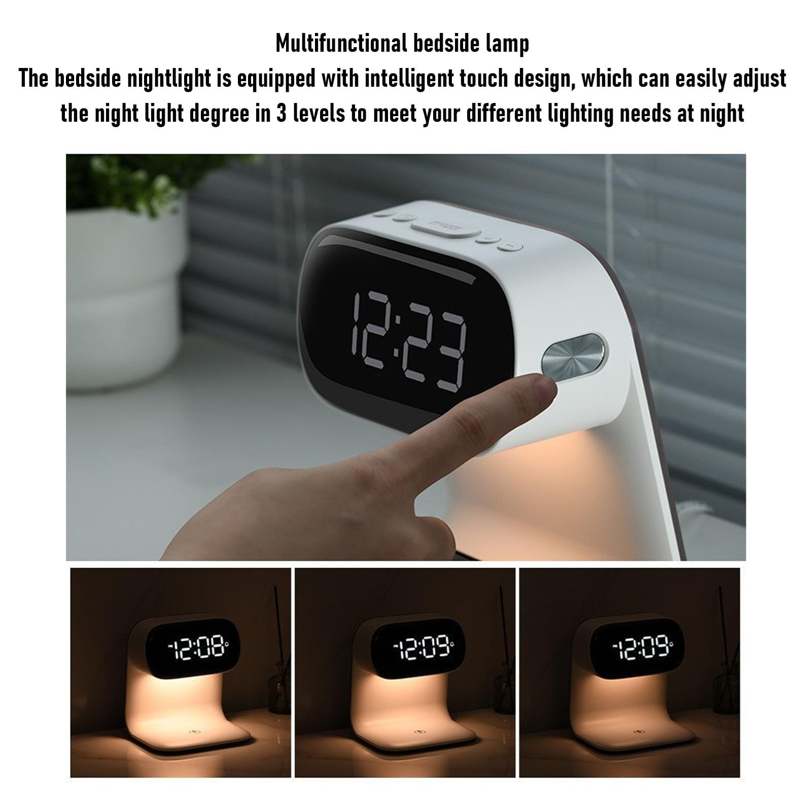 Sveglia Intelligente, Stazione di Ricarica Rapida Wireless con Luce Notturna Touch da 15 W, Orologio Digitale per Camera da Letto, Soggiorno