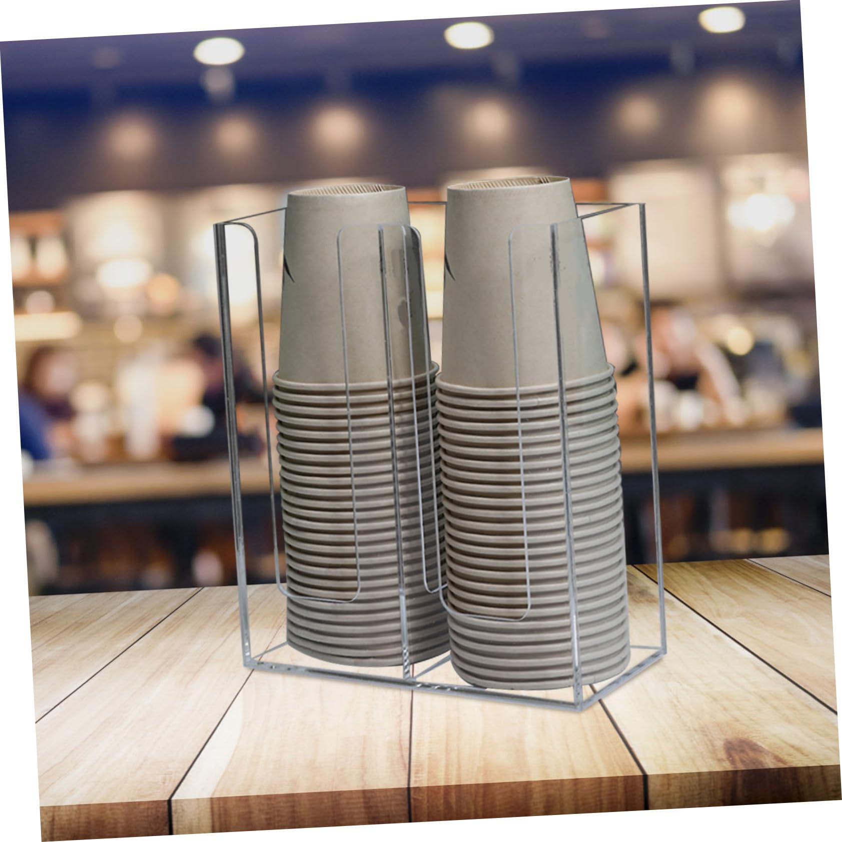 Transparenter Papierbecherspender Acryl Einwegbecherhalter für Kaffee Kioske mit Zwei Fächern Glatte Kanten und Stabile Konstruktion