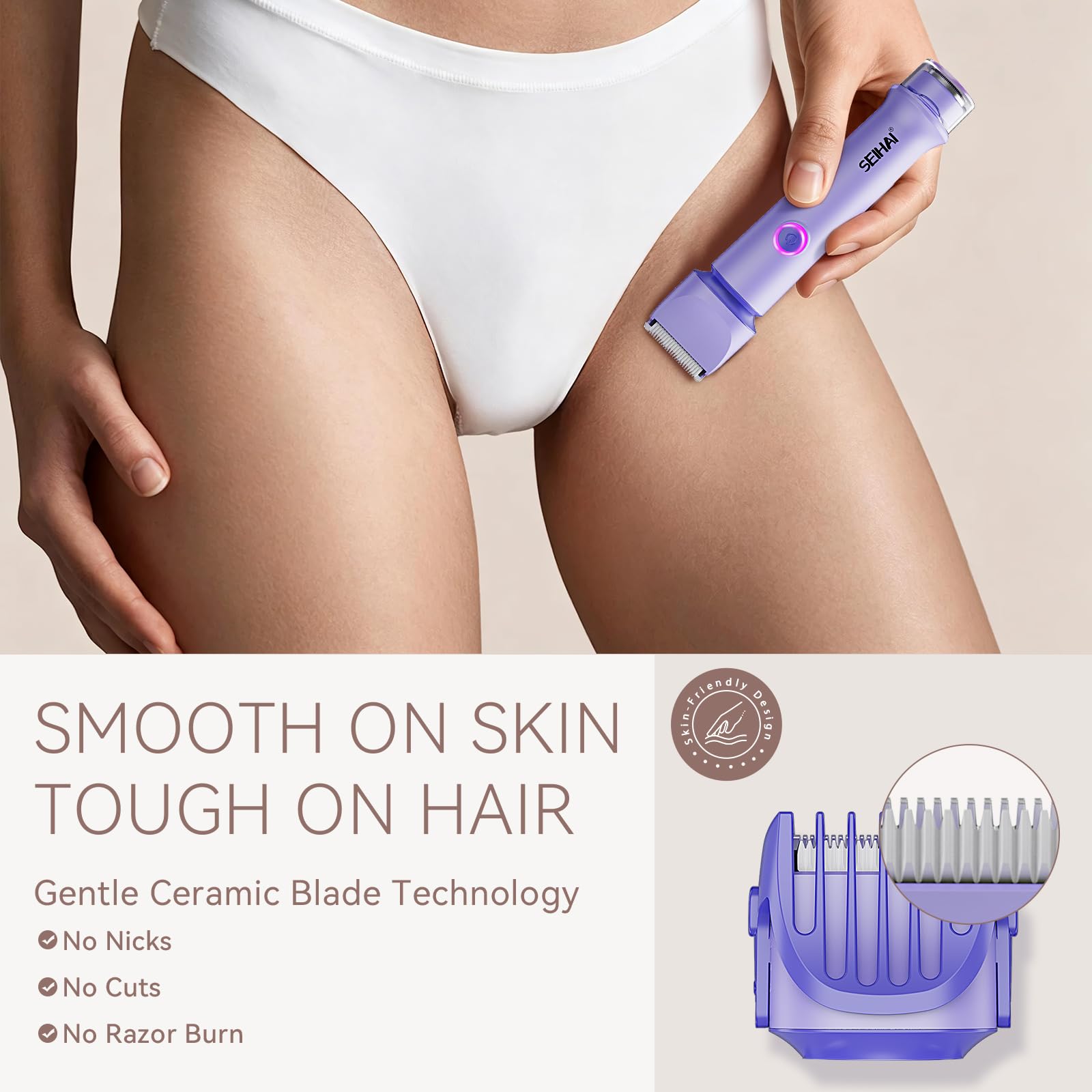 Rasoio elettrico da donna, rasoio elettrico per bikini e corpo, rasoio senza fili impermeabile per pelle liscia