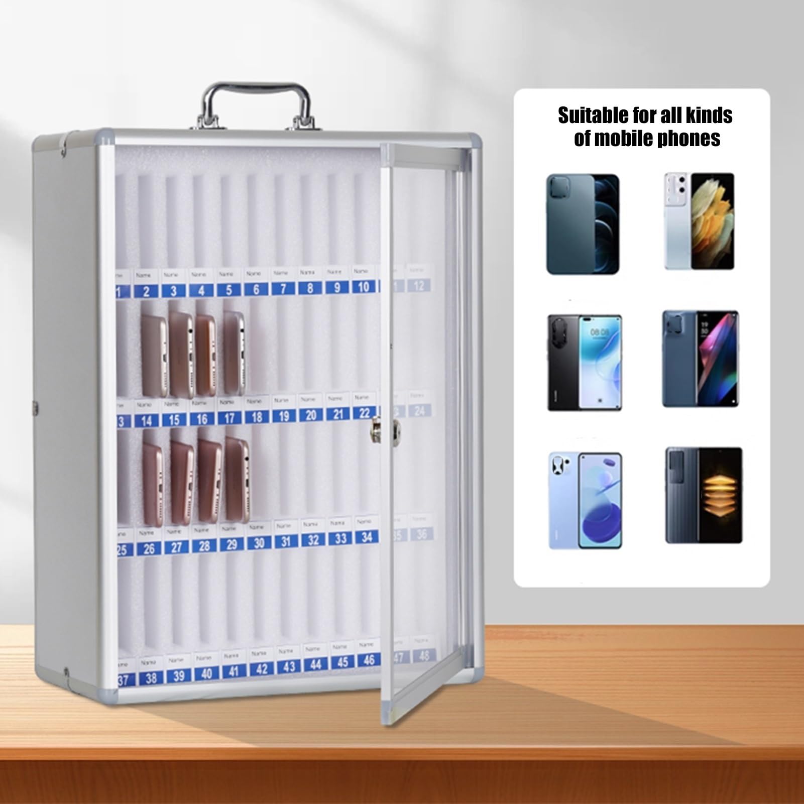 Armadietto Di Sicurezza A Parete Per Cellulari Con 12-60 Scomparti | Ideale per riporre i cellulari in ristoranti, laboratori, aule scolastiche e spazi dedicati al personale.(60bits)