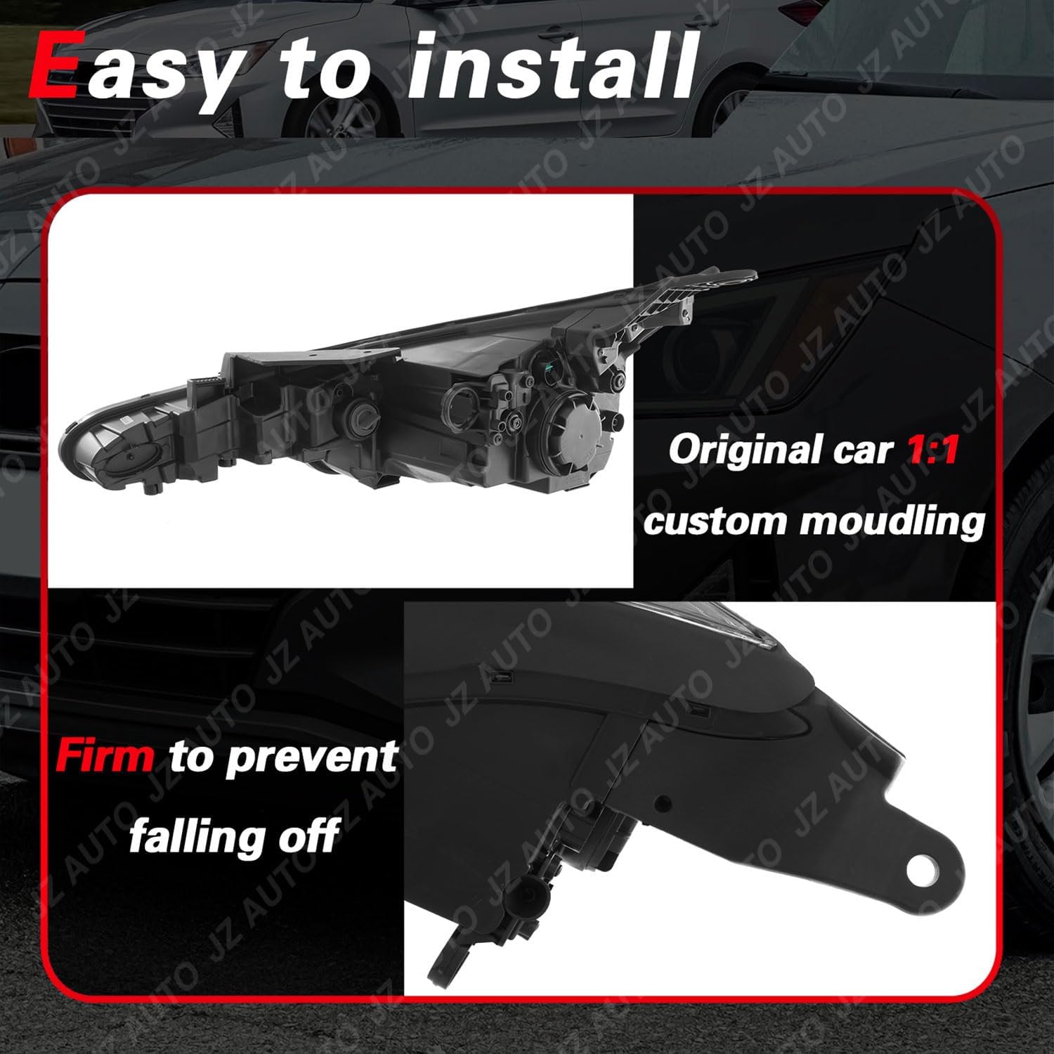 Headlight Assembly with Halogen Bulbs, Compatible with 2019 2020 Hyundai Elantra SE, SEL (Not for Value, Eco, Limited, Sport, N Line, GT), without LED DRL, Driver & Passenger Side