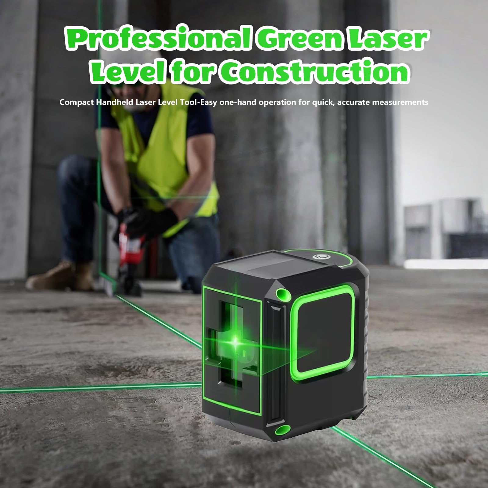 Laser a linee incrociate con treppiede, livella laser a croce verde, laser a 360°, autolivellante, con treppiedi da 1 m, laser a croce da 30 m, per interni ed esterni, cantieri fai da te