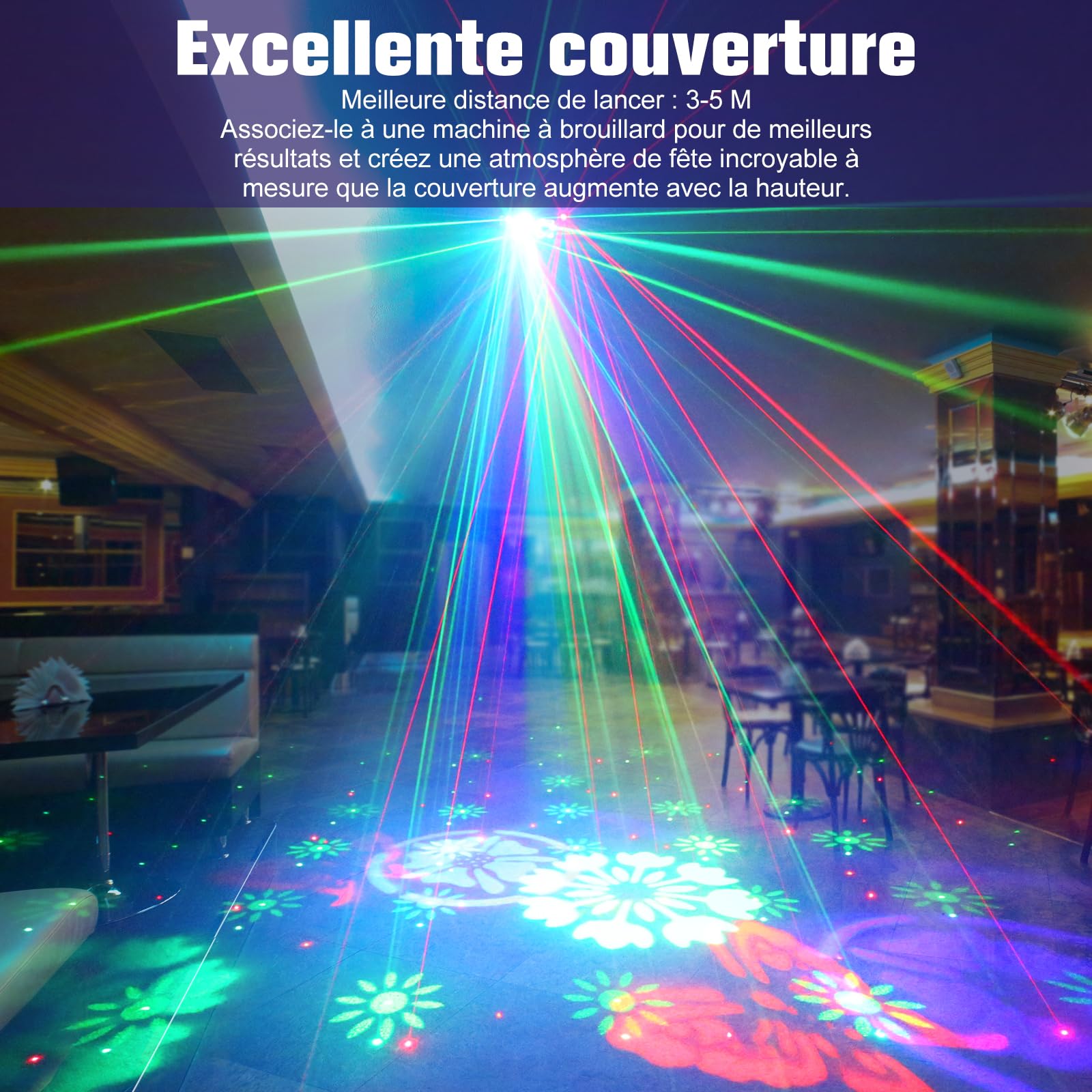 Projecteur Disco RGBW 80 W, Éclairage de Scène 6 en 1 avec Télécommande et DMX512, 16 Effets Lumineux pour Soirées Disco, Scènes, Anniversaires, Mariages, Festivals