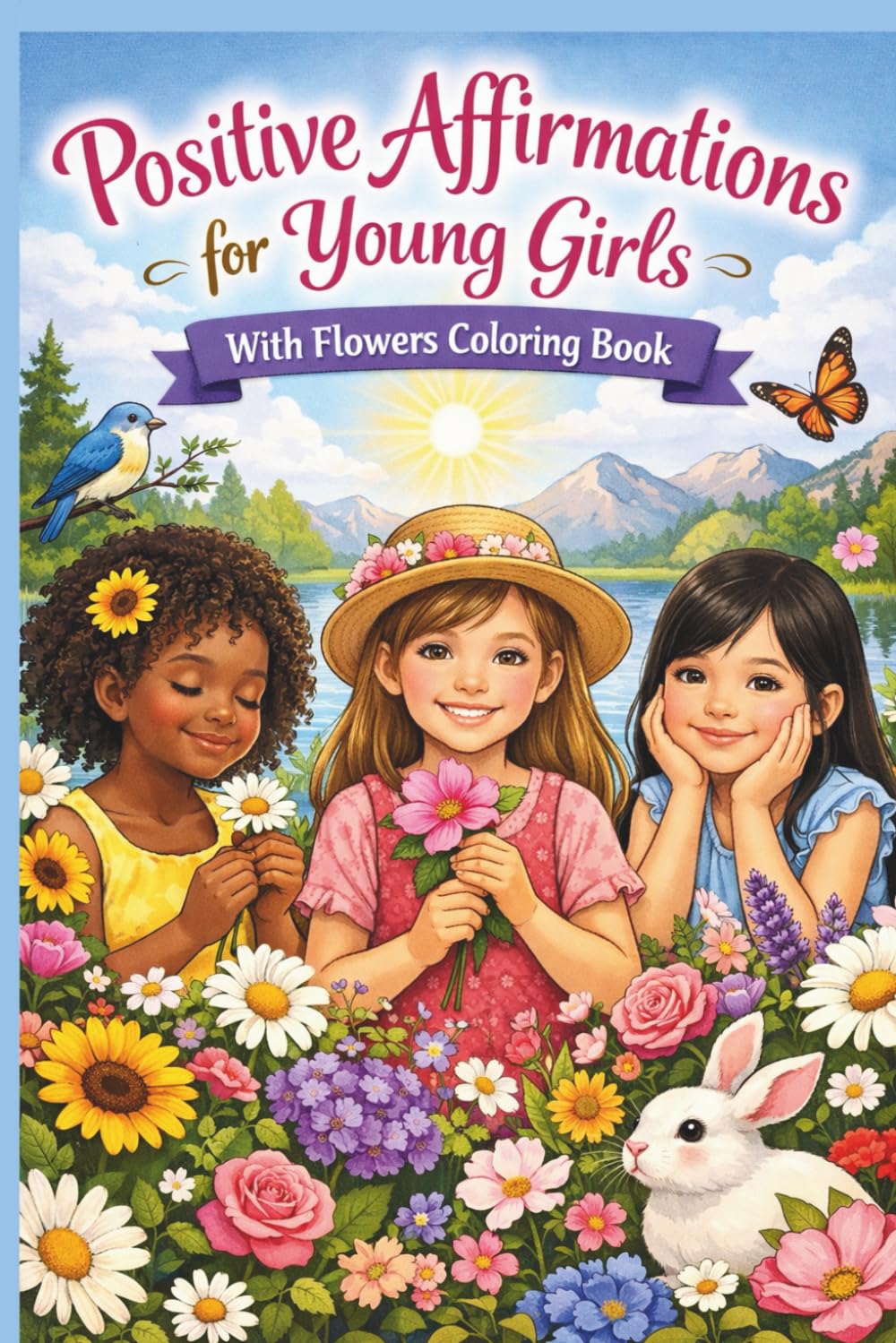 Positive Affirmation for Young Girls: Flowers Coloring Book