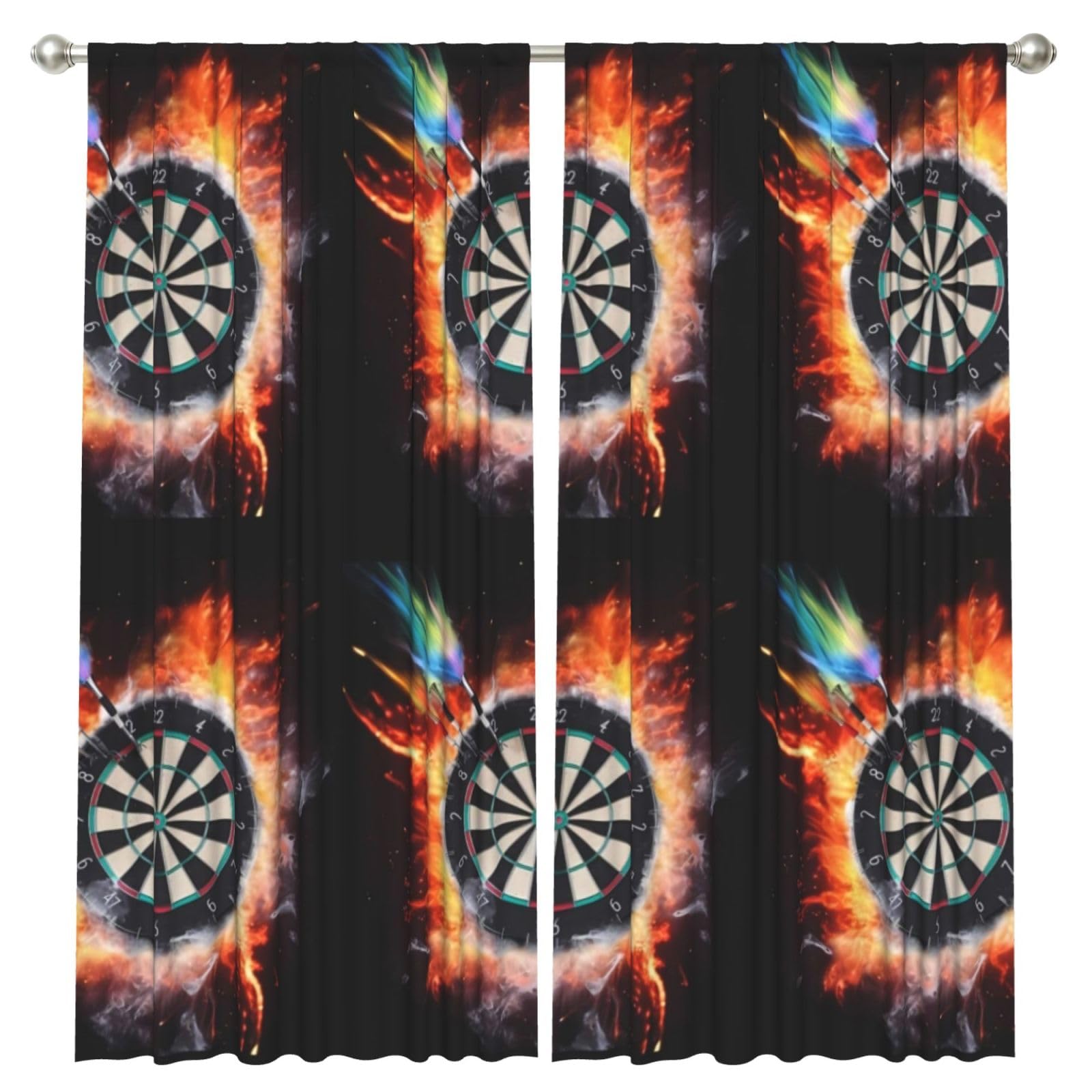 InOmak Dart Board Printed, 2 Panels Window Curtains 52 x 84 Inch Blackout Curtains for Living Room Bedroom