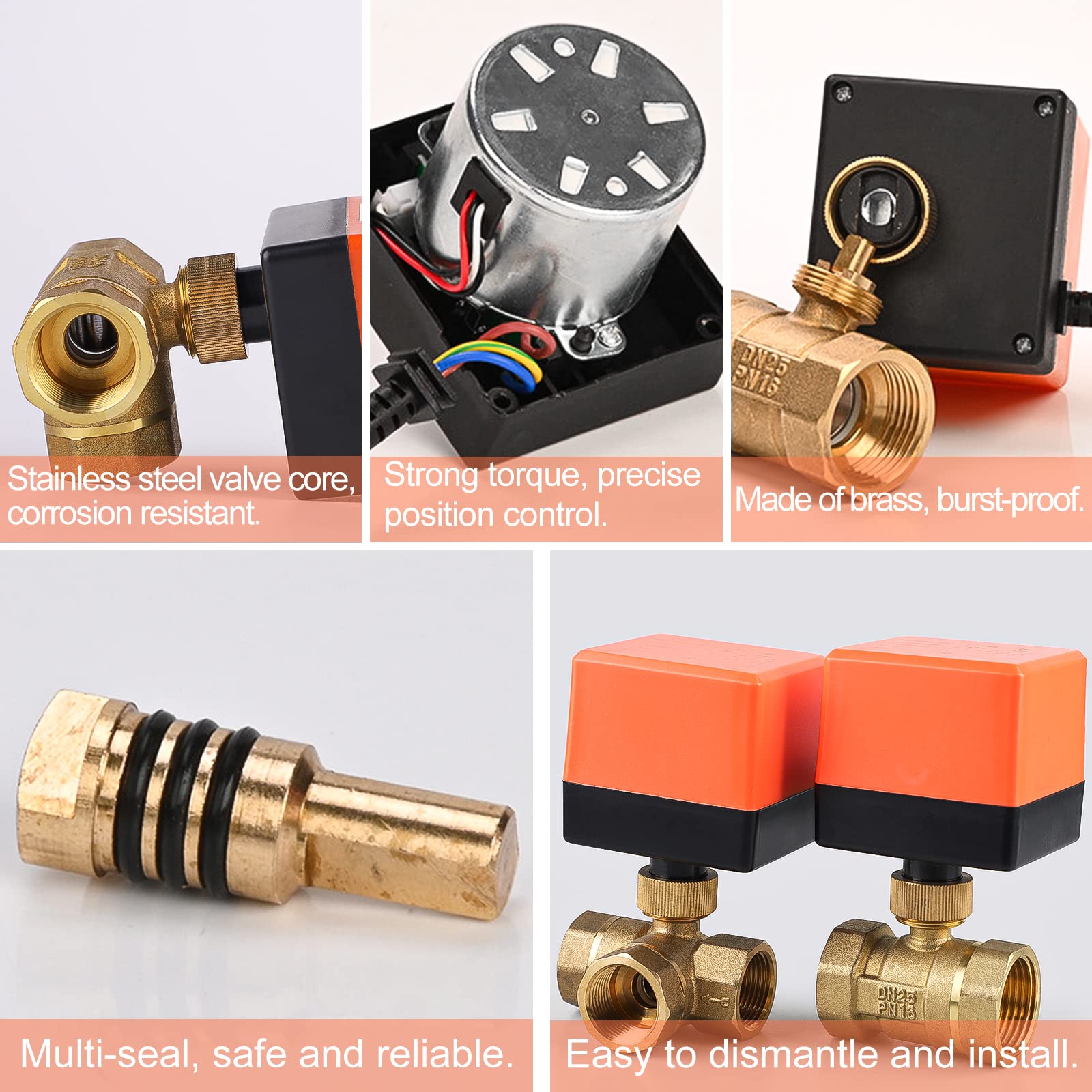 SWAWIS Vanne Motorisée 3 Voies DN25 1 Pouces AC 230V - Electrovanne en Laiton, Vanne de Zone à Bille Électrique