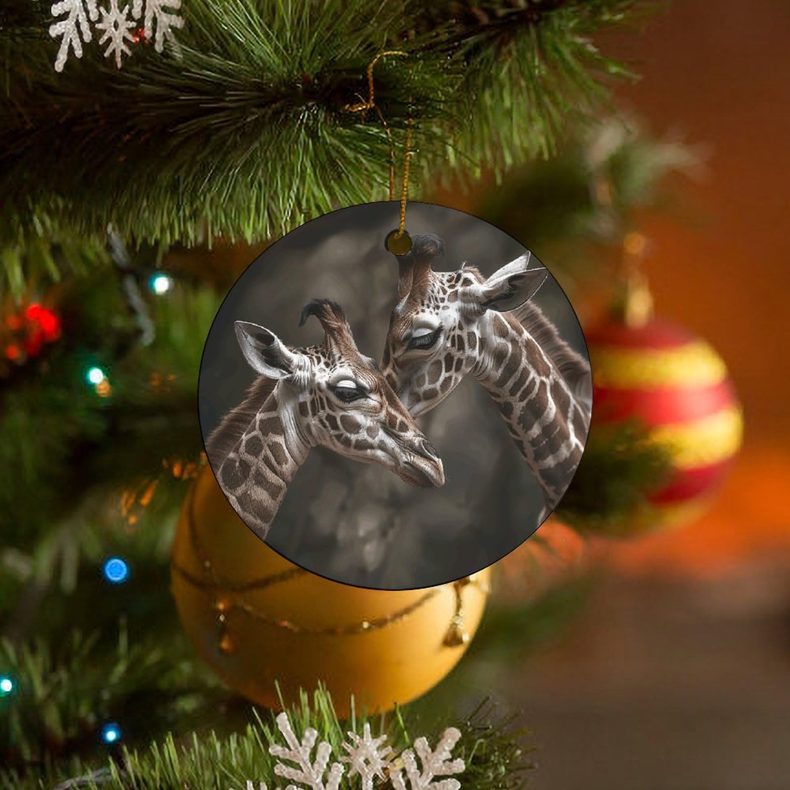 Suspension sapin de Noël girafe en céramique pour illuminer vos fêtes et repas de famille