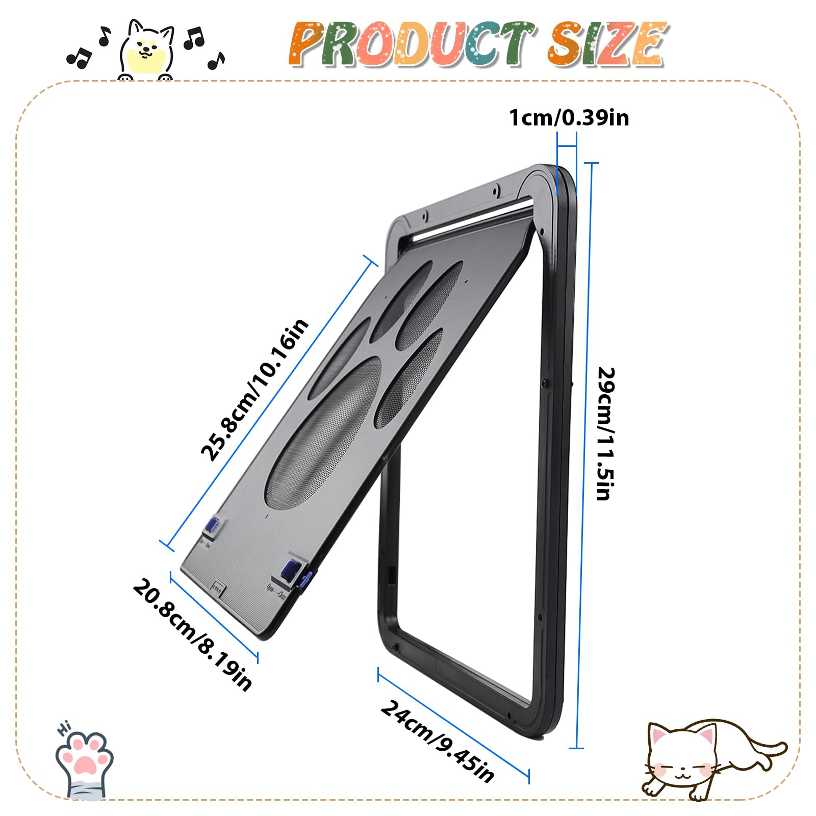 Gattaiola Porta per Gatti Cani Domestici Zanzariera Porticina per Cane Animali 24 x 29 cm Sportello Porte per Gatti Facile da Installare Lackable Porta Schermo Basculante per Gatto Piccolo Cane
