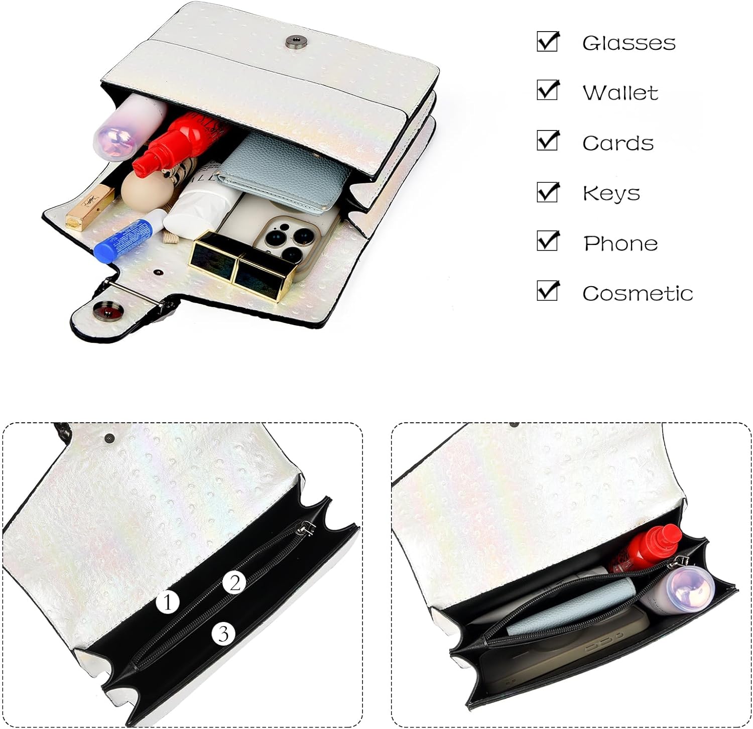 MYHOZEE Crossbody Bag Chain Purses for Women - Crocodile Printed Shoulder Bag Fashion Leather Clutch Evening Satchel Handbag - Image 5