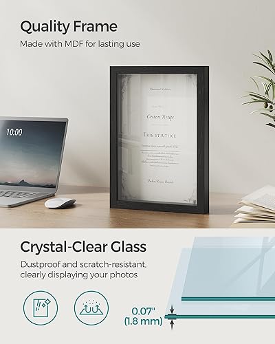 Miniatura 5 de SONGMICS Marco de caja de sombra A4, juego de 2, vitrina de memoria de 1.3 pulgadas de profundidad para decoración de pared de escritorio, marco de