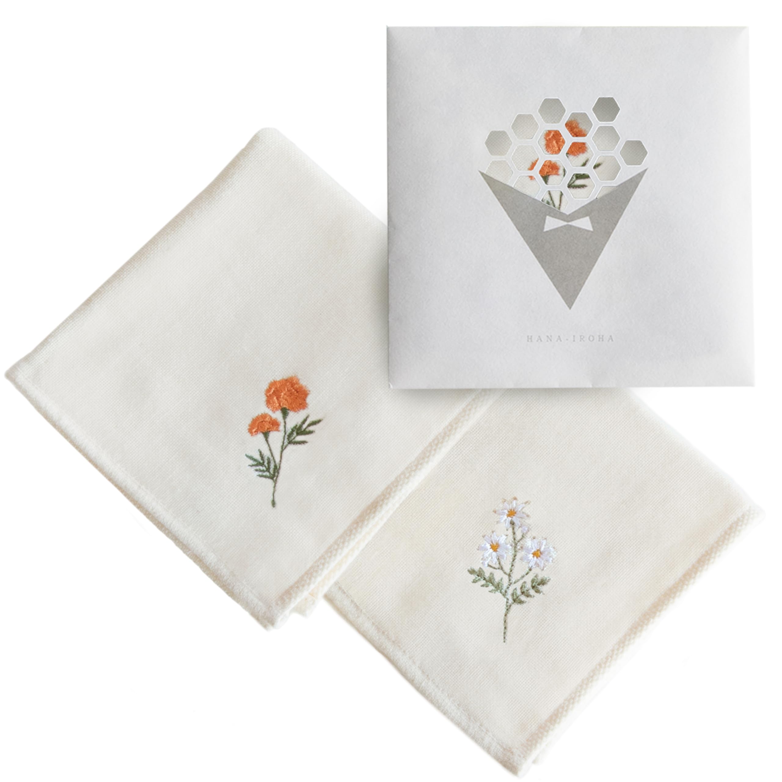 Imabari Towel Hanairo Stitch Cotton Handkerchief 10x10in Marigold Margaret