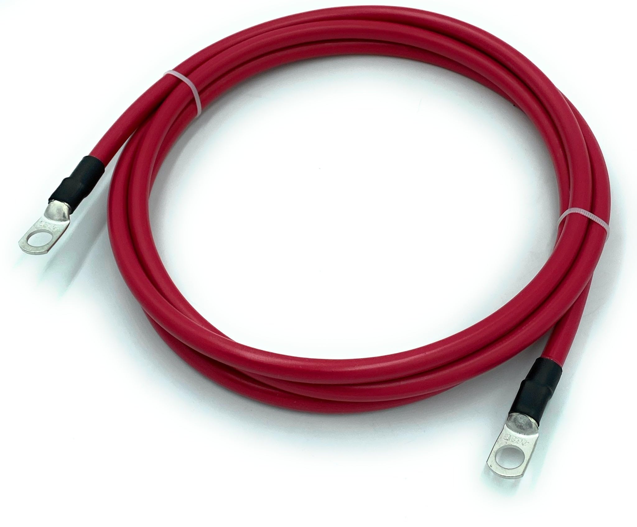 6 Gauge Marine Grade Battery Cables, USCG and ABYC Approved, 1-15ft Lengths, Heavy Duty Tinned Lugs, Fully Assembled and Made in The USA (Red,12ft,3/8